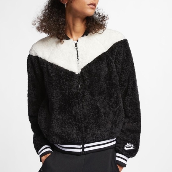 white nike fuzzy jacket